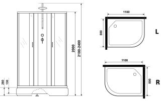 Душевая кабина Niagara NG-33184-14LBKT 110x80см серебро/матовое